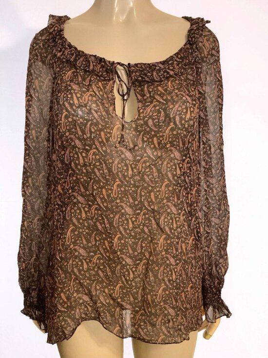 Saint Laurent Tops - Saint Laurent Paisley Print Ruffled Blouse Top Long Sleeve Authentic Size F44/L